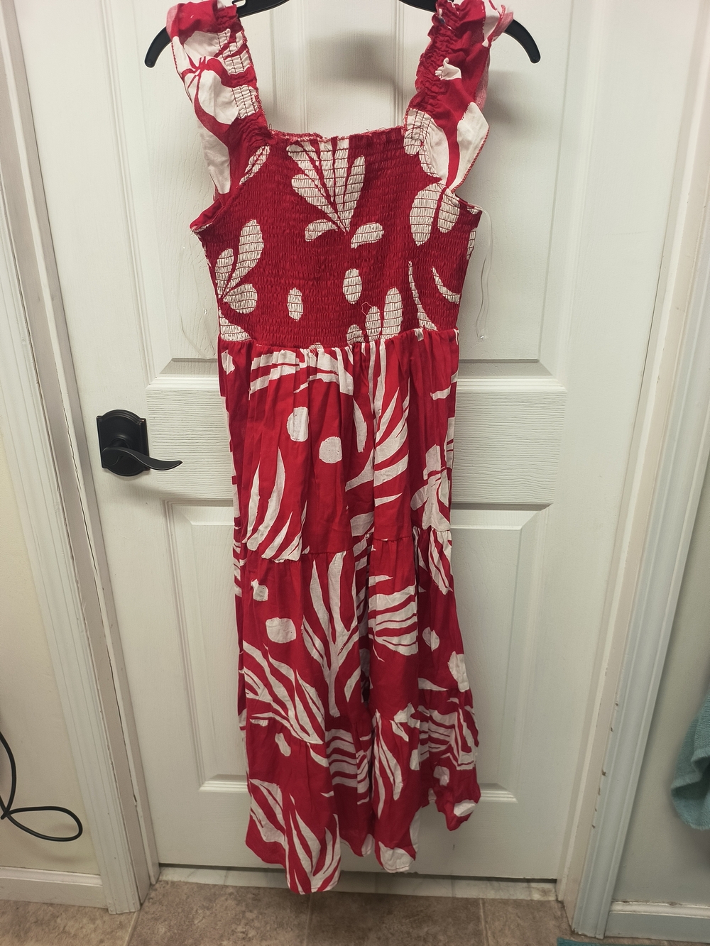 Red & White Smocked Sundress